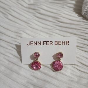 Jennifer Behr Pink Crystal Double Drop Earrings Like New